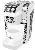 Decal Style Vinyl Skin compatible with Keurig K10 / K15 Mini Plus Coffee Makers Skull And Crossbones Pattern Bw (COFFEE MAKER NOT INCLUDED)