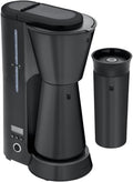 WMF Küchenminis Aroma Filter Coffee Maker with Insulated Jug 870 W Insulated Takeaway Cup Small Coffee Takeaway Timer Matte Black Stainless Steel