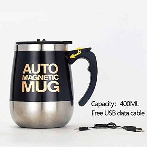 Electric Self Stirring Magnetic Stainless Steel Coffee Mug USB Blender Lazy Smart Mixer Office/Kitchen/Home Coffee/Tea/Milk-400 ml/13.5 oz