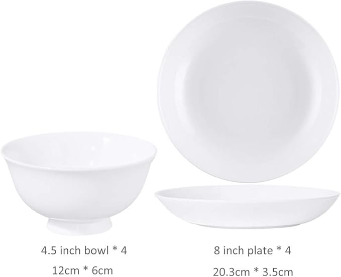 Fine Dinnerware Set10 Piece Dinnerware Set White Ceramics Dinner Set 4.5 Inch Dinners Plates 8 Inch Cereal Bowls Set Service for 6