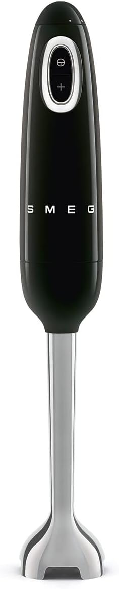 SMEG Hand Blender &amp Food Processor Bundle – HBF03 with HBFP11 Attachment – Retro Style 350W Motor Variable Speed Tritan™ Renew Bowl 5-in-1 Functionality Black
