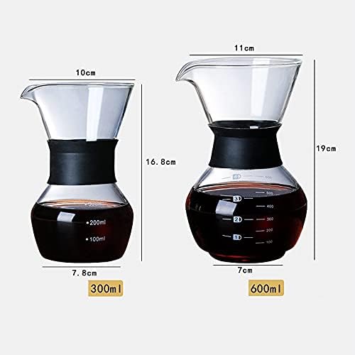 GaRcan Coffee Kettle Glass Coffee Kettle Drip Brewing Hot Brewer Coffee Pot Dripper Barista Pour Over Coffee Maker Perfect for Coffee Lover（300/600ml ） (Color : 300ML no Filters