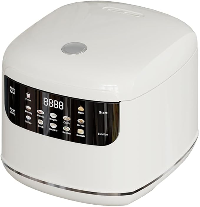 10-in-1 Rice CookerMultifunctional for RiceTitanium Inner Pot Induction Heating Rice CookerLow Sugar Digital SteamerDurable Nonstick Inner Pot24H Timer &amp Auto Keep Warm (White)