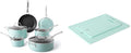 Martha Stewart Lockton Premium Nonstick 10 Piece Enamel Aluminum Pots and Pans Cookware Set + Martha Stewart BPA Free Plastic Cutting Board (16 x 12 and 12 x 8) - Martha Blue
