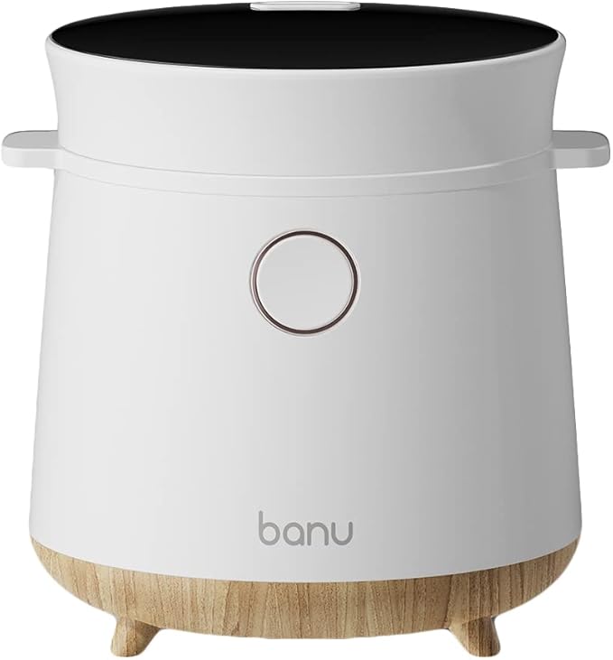 Banu Mini Low Carb Rice Cooker Japanese Low Carb Rice Cooker 3 Cups (white rice) 1 Cup (Low carb rice) Uncooked with Stainless Steel Steamer Rice Maker Low Sugar Rice Function 24H Delay Timer &amp