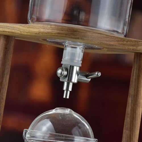 Cold Brew Drip Tower Cold Brew Drip Tower Iced Coffee Maker with Adjustable Drip Speed Valve Wooden Bracket for Home Office - Portable Coffee Dripper