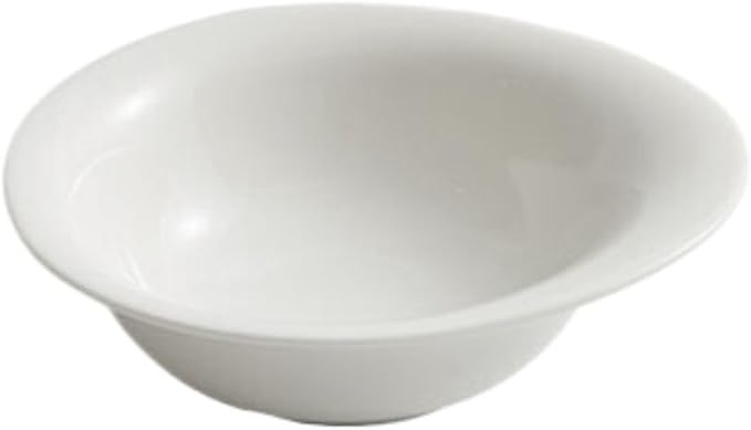 Thcbme 德化白瓷中式甜品碗 Ceramic Dish Set 小吃碟小菜碗家用精致小碗米饭碗/birthday plates Lounge Round Reactive Glaze Stoneware Dinnerware Set/5英寸云白形碗
