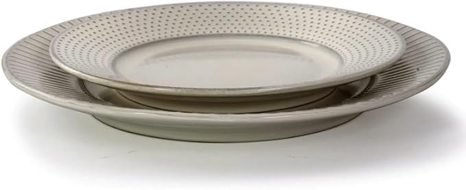 16 Piece Round Stoneware Dinnerware Set in Embossed Dish Set Household Plate Dish Ceramic Bowl Cutlery Combination