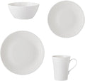 16Piece Bone China Dinnerware Set with Elegant Dotted Relief Design Embossed Plates Bowls mugs Chip-Resistant Lightweight Elegant and Durable Service for 4 White