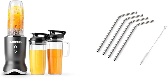 nutribullet Ultra Personal Blender NB50500 32 oz Gray &amp 4-pack Metal Straws