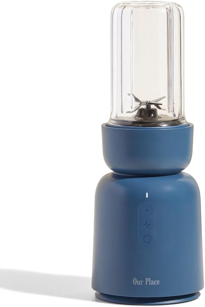 Our Place Splendor Blender - 1000W High-Power | Ultra-Sharp Blades | 2 Blending Modes | Includes 25 oz Personal Cup and Drinking Lid Set | Smoothies Shakes &amp More | Blue Salt