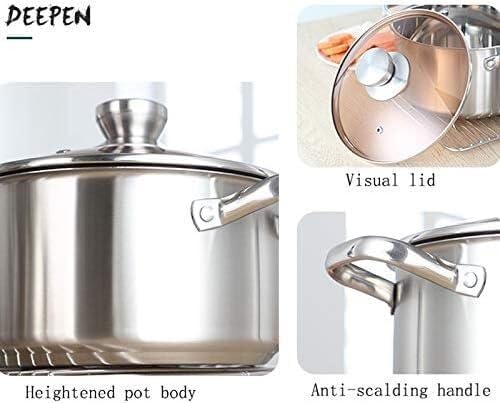 Cookware Set Pots and Pans Set 3 Pcs Set Thicken Stainless Steel Cooking Soup Pot Nonstick Milk Pan Saucepan Glass Lid Cooking Pot Set Cooking Pan Set