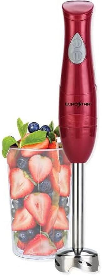 EUROSTAR EH441R 2-Speed Hand Blender with Stainless Steel Detachable Shaft Red