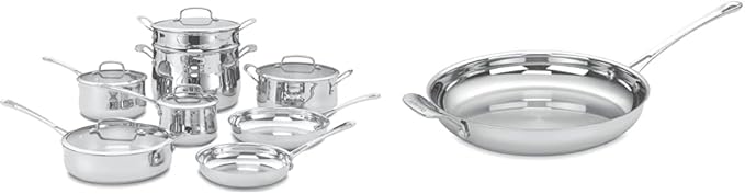 Cuisinart Contour Stainless 13-Piece Cookware Set with 12-Inch Open Skillet Helper Handle