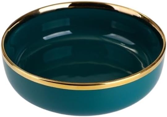 Dinner Sets Gilt Rim Green Ceramic Plate Steak Food Plates Bowls Ins Dinner Dish Luxurious Porcelain Dinnerware Set for Family Hotel(8 inch Bowl 1pcs)