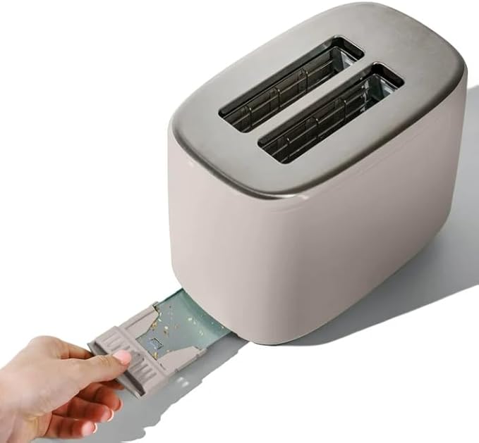 Beauti 2 Slices Toaster with Touch Activated Display 900 W Bagel/Frozen/Reheat Presets Wide Slots Easy Cleaning (Porcini Taupe)