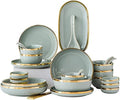 Phnom Penh Ceramics Dinnerware Set Service for 6 Dinner Sets with Dinner Plate Soup Plate Dessert Plate Bowl Ideal for Family Banquets