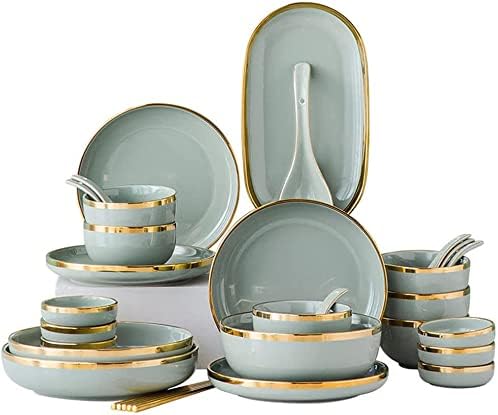 Phnom Penh Ceramics Dinnerware Set Service for 6 Dinner Sets with Dinner Plate Soup Plate Dessert Plate Bowl Ideal for Family Banquets