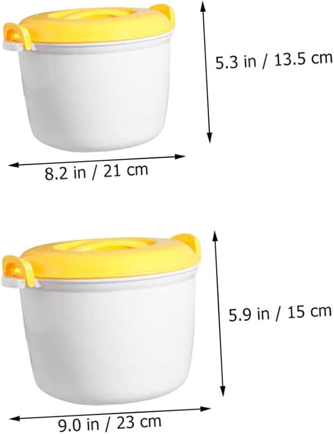Healifty 2-Piece Microwave Rice Cooker Set Food-Grade Plastic Multi-Functional Steamer for Cooking Rice and Vegetables Portable Lunch Containers for Home and Travel