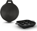 Pre-Seasoned Cast Iron Cookware Set | Paniyaram Pan (24 cm) with Tawa (28cm) | Kitchen Cookware Set Cast Iron Roti/Dosa Tawa Cast Iron Appe Pan