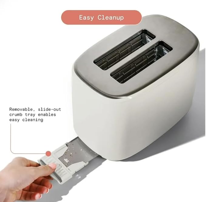 Beauti 2 Slices Toaster with Touch Activated Display 900 W Bagel/Frozen/Reheat Presets Wide Slots Easy Cleaning (White Icing)
