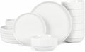 Gibson Home Rothernberg 18-Piece Stackable Porcelain Dinnerware Set Service for 6 – White Plates and Bowls Microwave &amp Dishwasher Safe