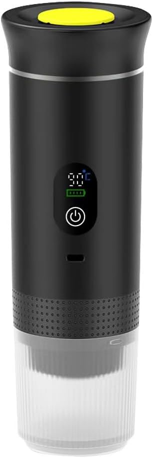 Portable Electric Nano Espresso Maker – Compact Travel Coffee Machine Compatible with Ground Coffee &amp Capsules for Car RV Hiking Camping &amp Office（Black）
