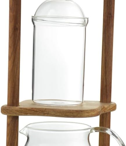 Cold Brew Drip Tower Cold Brew Drip Tower Iced Coffee Maker with Adjustable Drip Speed Valve Wooden Bracket for Home Office - Portable Coffee Dripper