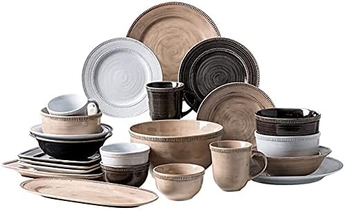Dinnerware Sets - Luxury Gift Dishes Service Set Retro American Porcelain Tableware Set with Plates Bowls and Dish Ceramic Dinner Set for Home Kitchen and Dinning