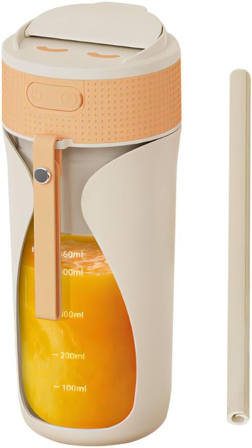 Portable Blender Cup450ml Fruit Vegetable Blender Cup with 6 Blades &amp Automatic Power Off for Kitchen Travel Office Sport Gym Camping