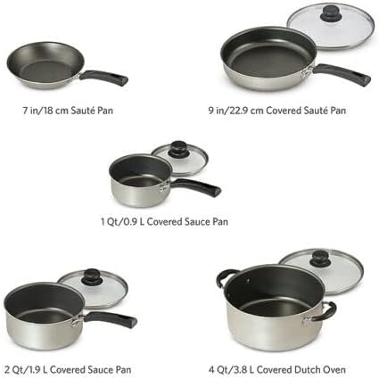 9 Pieces Nonstick Pots &amp Pans Cookware Set Kitchen Kitchenware Cooking NEW (Champagne) (80143/074)