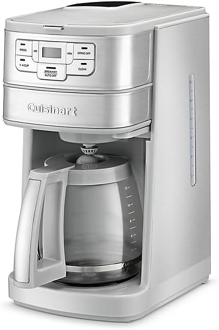 Cuisinart Stainless Steel Automatic Grind and Brew 12-Cup Coffeemaker with 24-Hour Programmability 1-4 Cup Setting and Glass Carafe