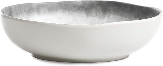 Organic Decal 16 Piece Melamine Dinnerware Set Gray and White Plates Bowls &amp Tumblers Service for 4 Break-Resistant Indoor Outdoor Dining