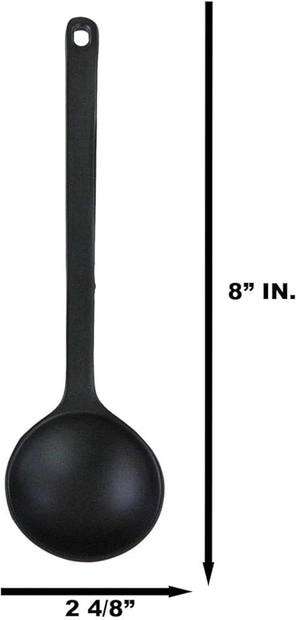 Ebros Gift Contemporary Ridged Matte Black Melamine Series Dinnerware Serveware Kitchenware Set Japanese Chinese Restaurant Supply (Pack Of 6 Stirring Mixing Serving Ladle Spoon 8.5L)