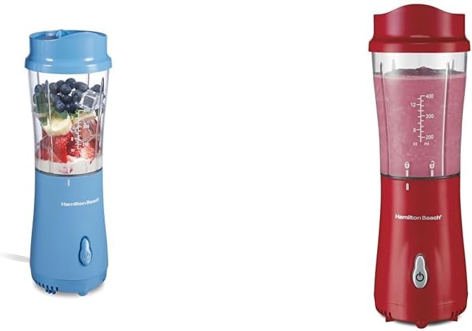 Hamilton Beach Portable Blender Bundle for Shakes and Smoothies with 14 Oz BPA Free Travel Cup and Lid Models 51172 and 51101RV