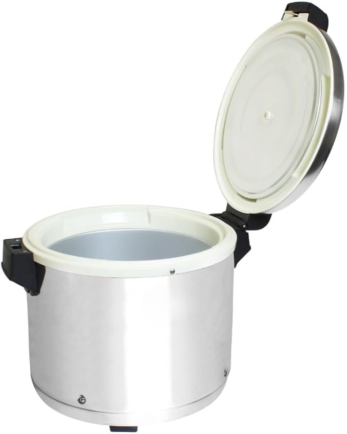 TrueCraftware- 50 Cup Electric Rice Warmer Stainless Steel Hinged Lid and Base- Keep Warm Makes Soups Stews Grains Hot Cereals for Commercial Rice Cooker and Warmer