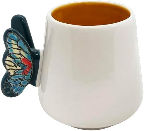 ARTESA ORGANICS BRIGHT NATURE AMARILLO Ceramic Dinnerware Set Yellow Butterfly Pattern with Tropical Leaves Handmade &amp Hand-Painted 4-Piece Collection Microwave Safe