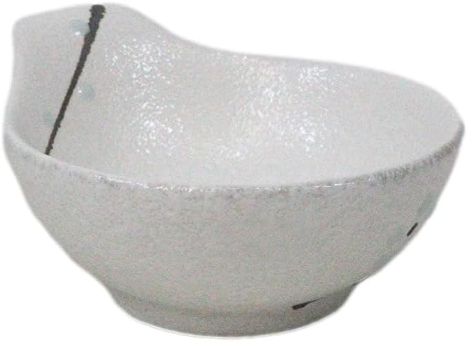 Ebros Gift Modern Yukino Hana Snow Flowers Ceramic Dinnerware Serveware Kitchenware Set Oriental Asian Restaurant Supply (Pack of 5 Soup Appetizer Dessert Sauce Shallow Bowls With Handle 5oz)