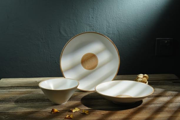 Dinnerware sets ceramic dinnerware stoneware dinnerware handmade ceramic unique dinner plates couples wedding housewarming gifts (White)