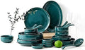 Ceramic Dinner Sets Bowl/Dish/Spoon|Green Gold Rim Pattern Dinnerware Set Nordic Minimalist Style Porcelain Combination