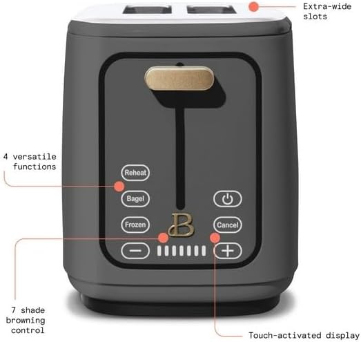 New beautifull 2-Sliice Digital Toaster with Touch-Activated Display Adjustable Browning Control Auto Shut-Off by D'rew Barry'more (Oyster Gray)