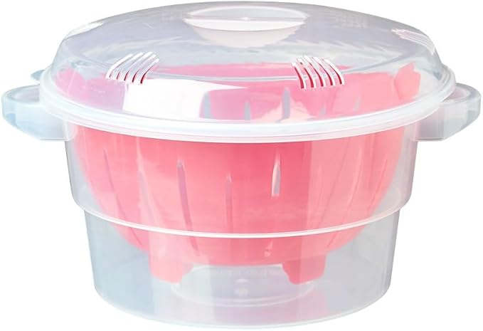Compact Microwave Rice Cooker or Vegetable Steamer with Lid - Rice Cooker