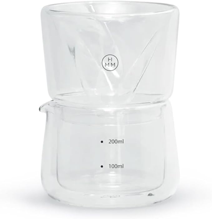 HMM Gaze Dripper &amp Pot - Pour Over Coffee Maker Brews 1-2 Cups Double Wall Glass Construction Aesthetic Helix Design Essential for Drip Coffee Lovers