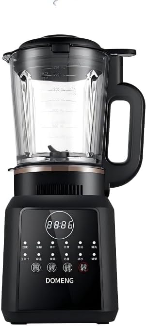 DOMENG Heating Blender Multi-Function Automatic Soy Milk Maker with Digital Display Wall Breaking Blender for Soups and Smoothies Black