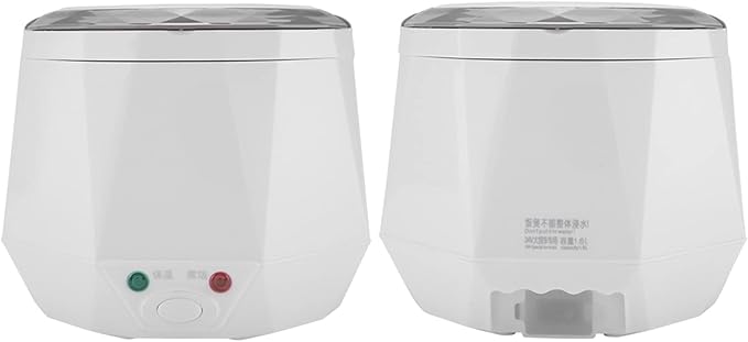 Miskall 24V Electric Rice Cooker 140W Portable Food Steamer 1.6 L Multifunctional Cooker for Truck Drivers (白色)