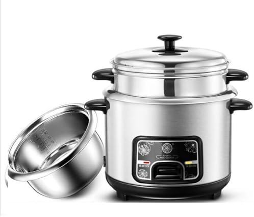 Rice Cookers and Steamer Non Stick Pot Electric Food Rice Cooker with Keep-Warm Function 304 Stainless Steel 6/3/2/1 Cup Portable Travel Steamer