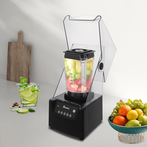 2200W Commercial Blender - 2L High-Speed Smoothie Maker with Soundproof Cover - Professional Countertop Ice Crushing Grinding and Blending Machine for Smoothies