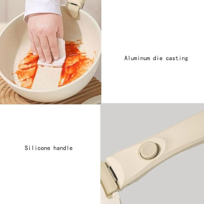 Easy to clean Flat Bottomed Pan Is Household Cooking Cookware Set Tourmaline Non Stick Kitchen