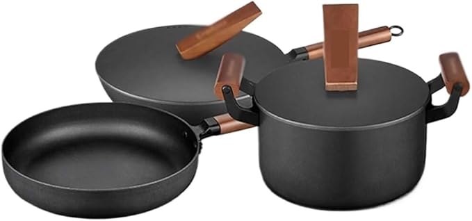 Cookware Set Pots and Pans Set 3 Pcs Household Iron Pot Cooking Soup Pot Fine Iron Pot Uncoated Non-Stick Cookware for Kitchen Home Cooking Pot Set Cooking Pan Set(