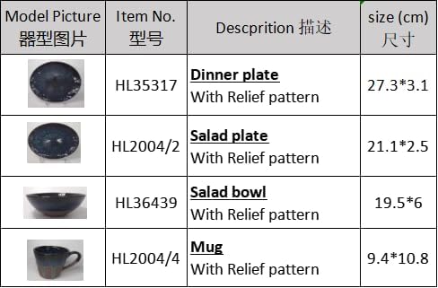 16-Piece Dinnerware Set Blue Gradient Pattern with Relief Design Service for 4 - Includes Dinner Plates Pasta Plates Salad Bowls and Mugs